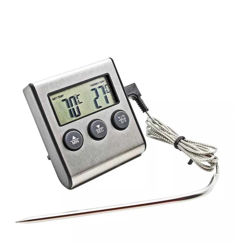 картинка Термометр с проводным термосенсором и звуковым оповещением от магазина Мангалторг