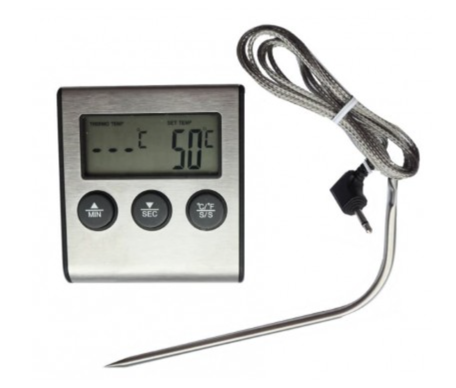 картинка Термометр с проводным термосенсором и звуковым оповещением от магазина Мангалторг